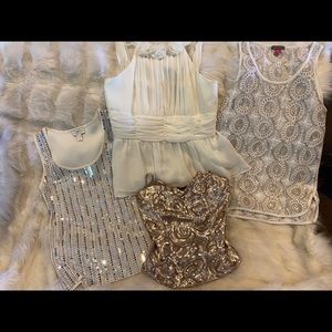 Cream gold and silver tops